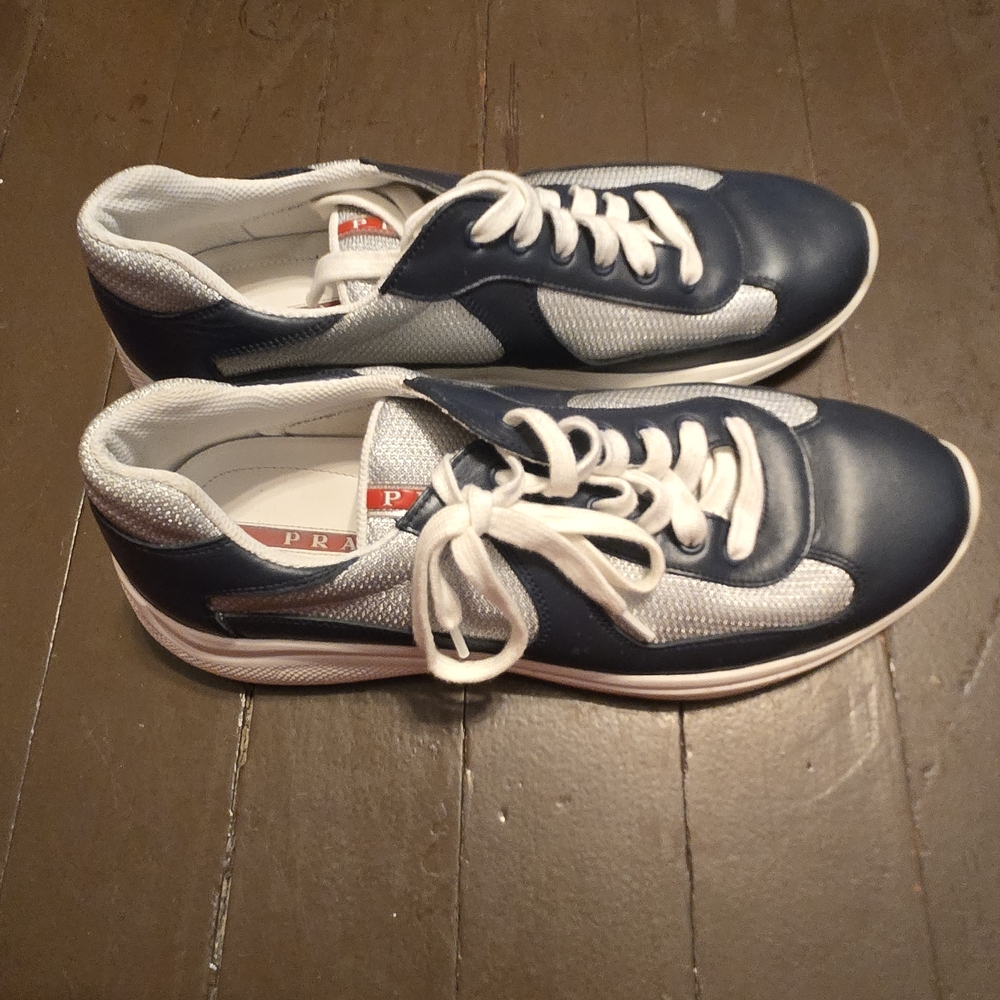 Prada Men Navy and White Sneakers - Picture 2 of 5